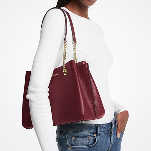 MICHAEL KORS
Teagan Large Pebbled Leather Shoulder Bag
COLOR DARK CHERRY 
NWT - Picture 3 of 3